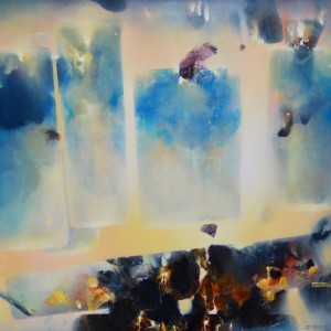 flottants musicaux iv (acrylique sur toile 100 x 100 cm) 2018